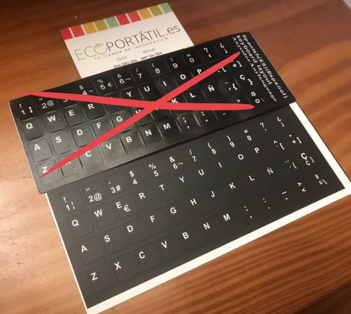 Kit Pegatinas de teclado Español en vinilo ultrafino Vinilo Fino